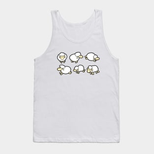 Fluffy White Sheep Cartoon Emoticons Tank Top